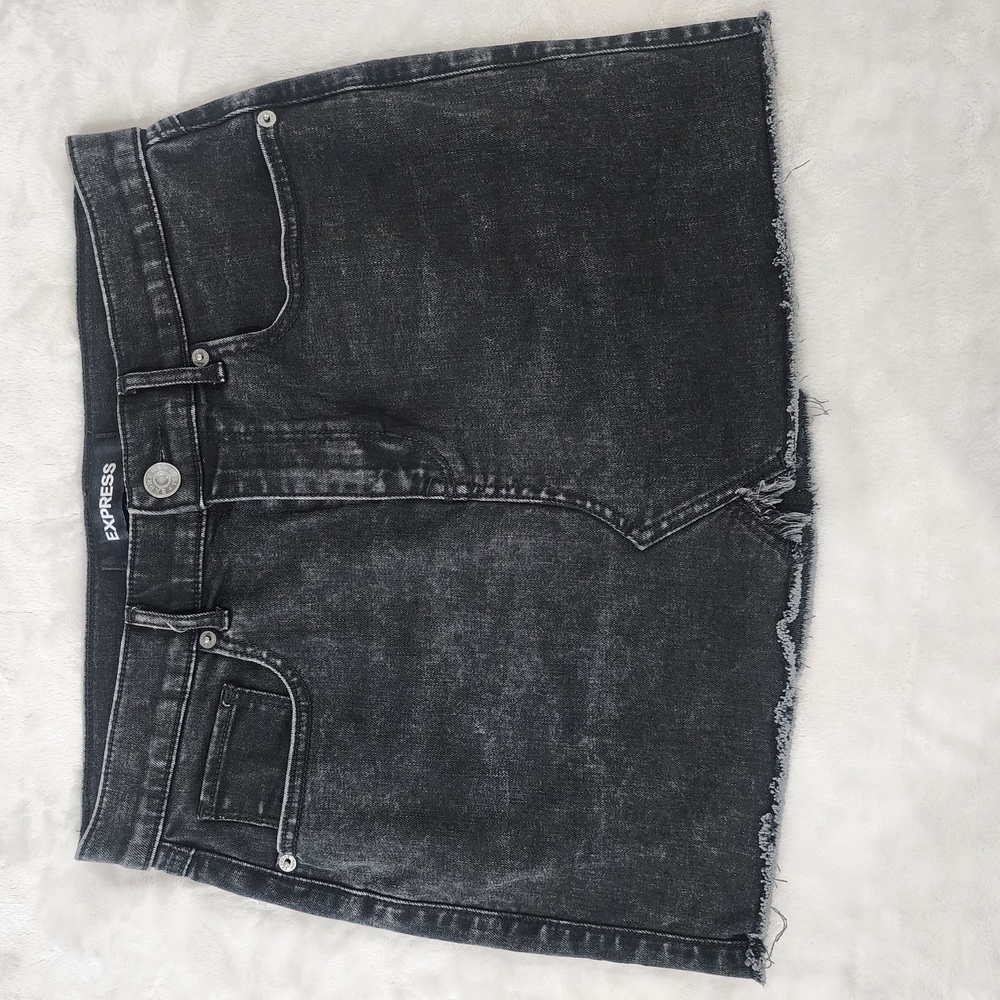 Express Black Jean Shorts with Frayed Hem